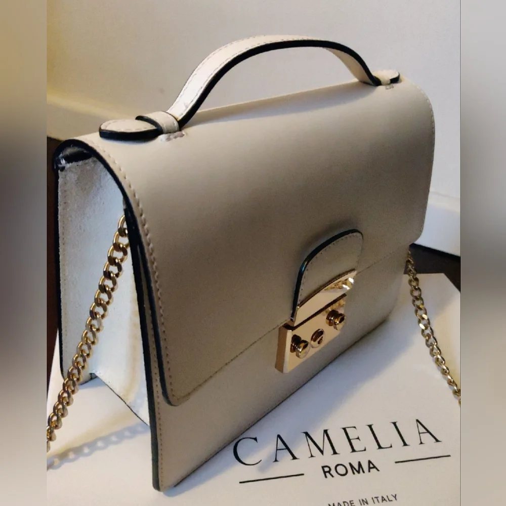Camelia White Top Handle Crossbody Bag